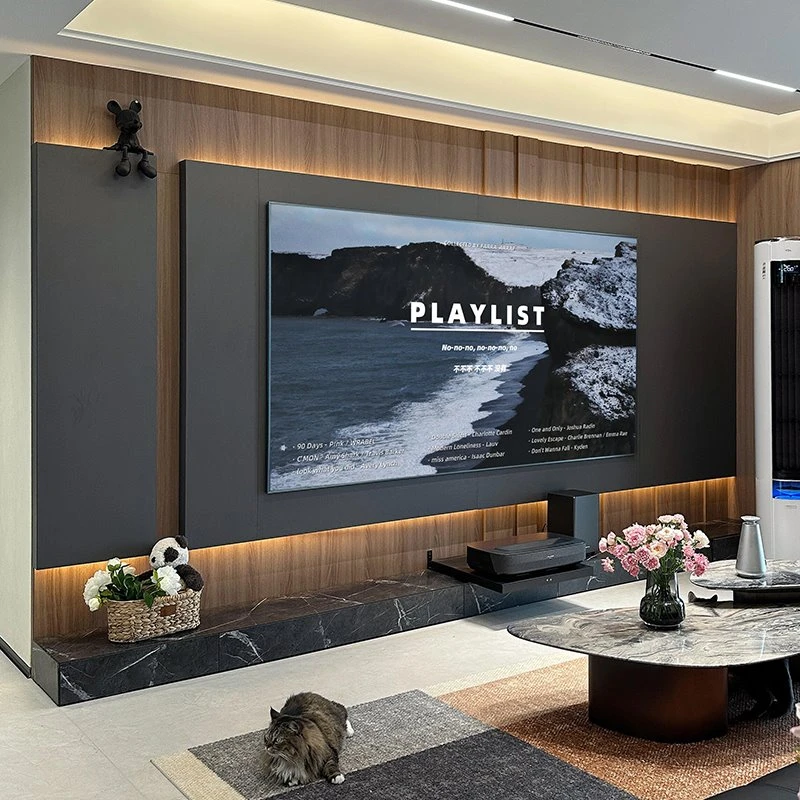 Dark Grey Rock Slab TV Wall Panel